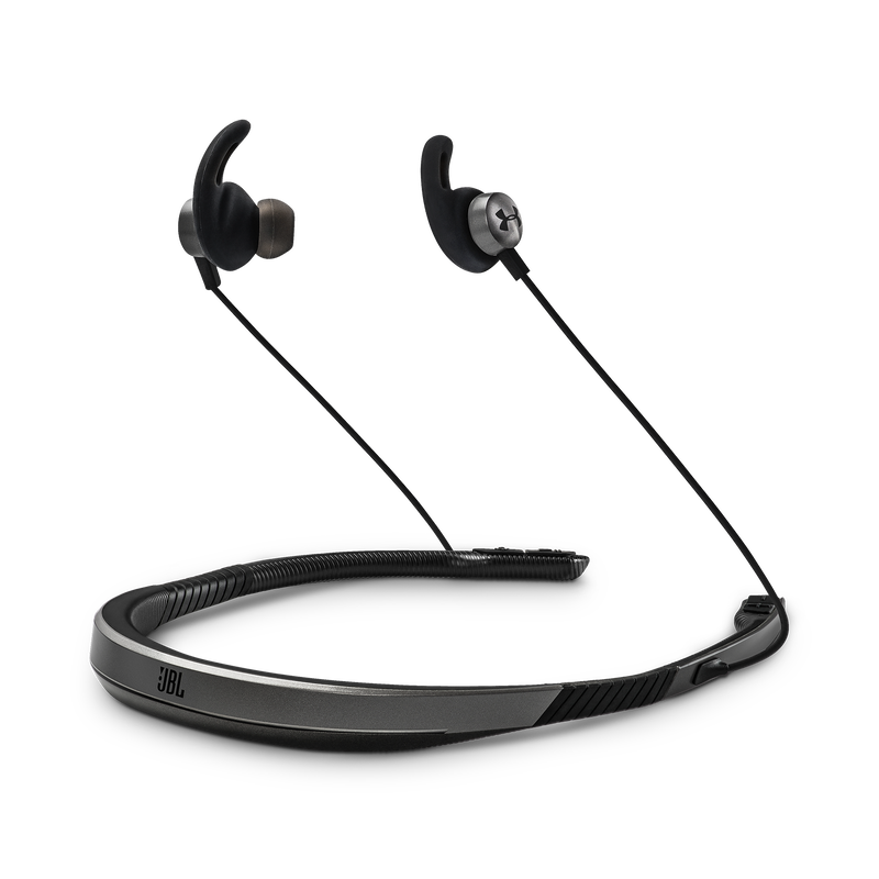 UA Sport Wireless Flex – Engineered by JBL - Grey - Wireless neckband headphones with all-day comfort and secure fit and safety for sport - Hero image number null