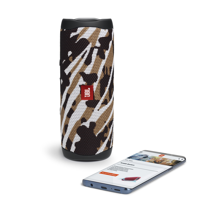 JBL Flip 5 - BlackWhite/Brown Camo - Portable Waterproof Speaker - Detailshot 2 image number null