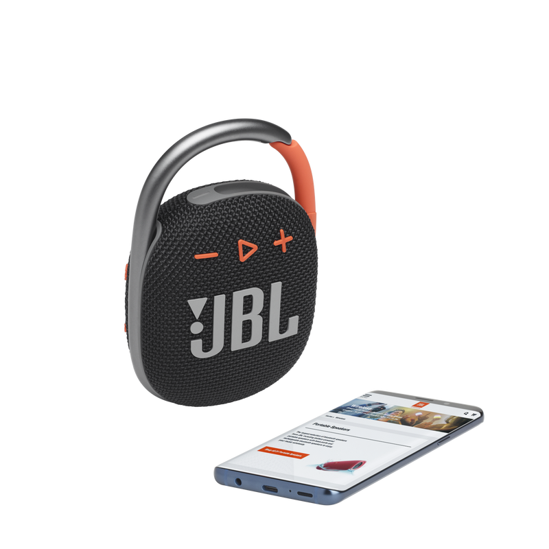 JBL Clip 4 - Black / Orange - Ultra-portable Waterproof Speaker - Detailshot 1 image number null
