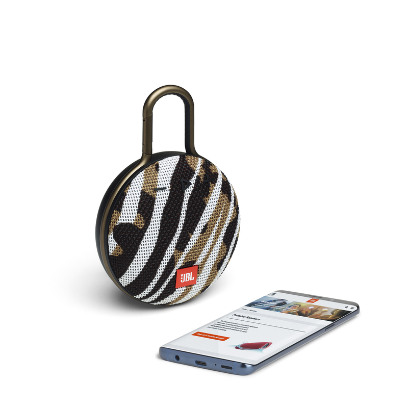 JBL Clip 3 - BlackWhite/Brown Camo - Portable Bluetooth® speaker - Detailshot 1 image number null