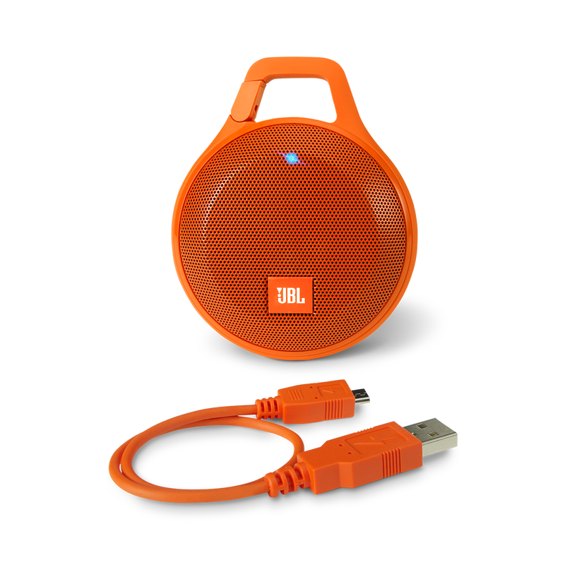 JBL Clip+ - Orange - Rugged, Splashproof Bluetooth Speaker - Detailshot 2 image number null