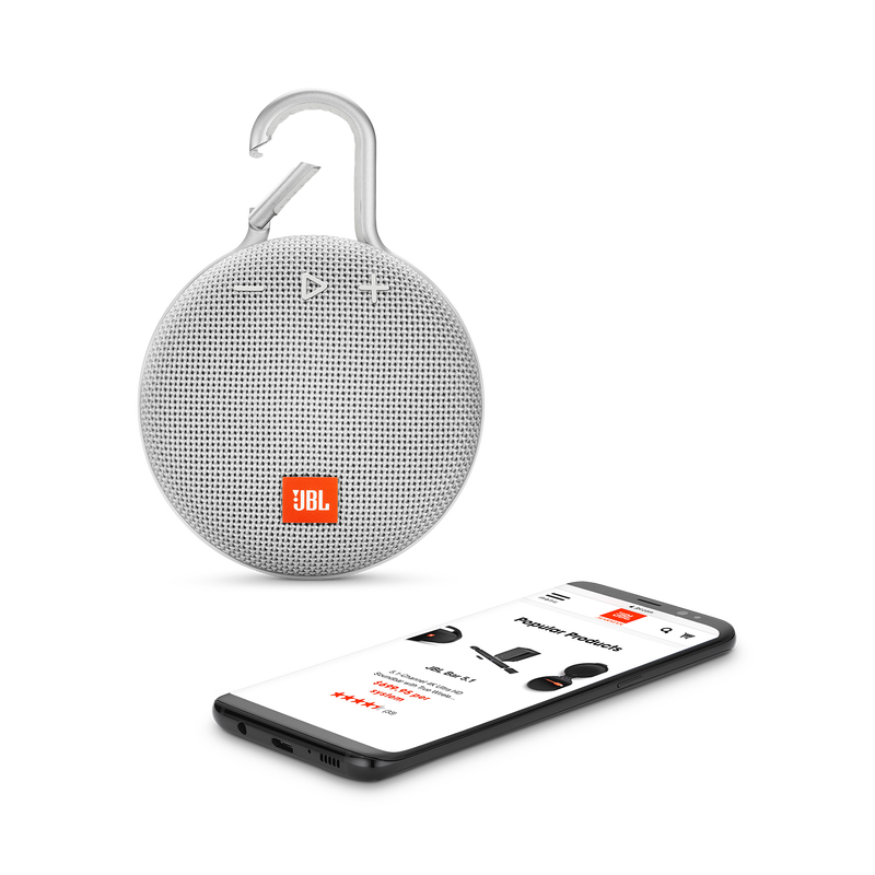 JBL Clip 3 - Steel White - Portable Bluetooth® speaker - Detailshot 1 image number null