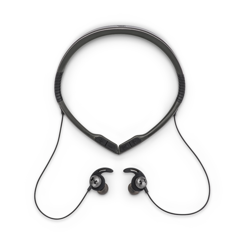 UA Sport Wireless Flex – Engineered by JBL - Grey - Wireless neckband headphones with all-day comfort and secure fit and safety for sport - Detailshot 1 image number null