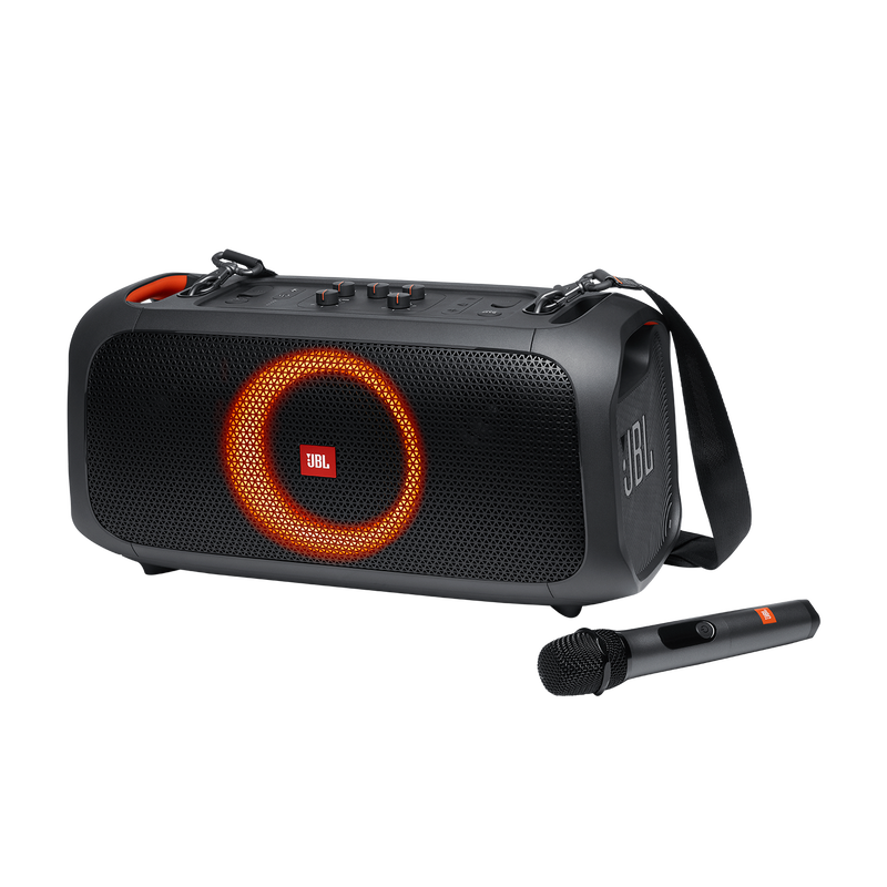 JBL PartyBox On-The-Go - Black - Portable party speaker with built-in lights and wireless mic - Hero image number null