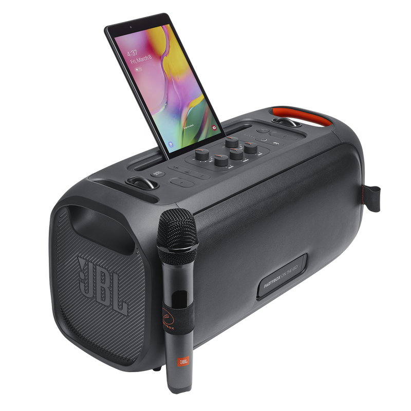 JBL PartyBox On-The-Go - Black - Portable party speaker with built-in lights and wireless mic - Detailshot 5 image number null
