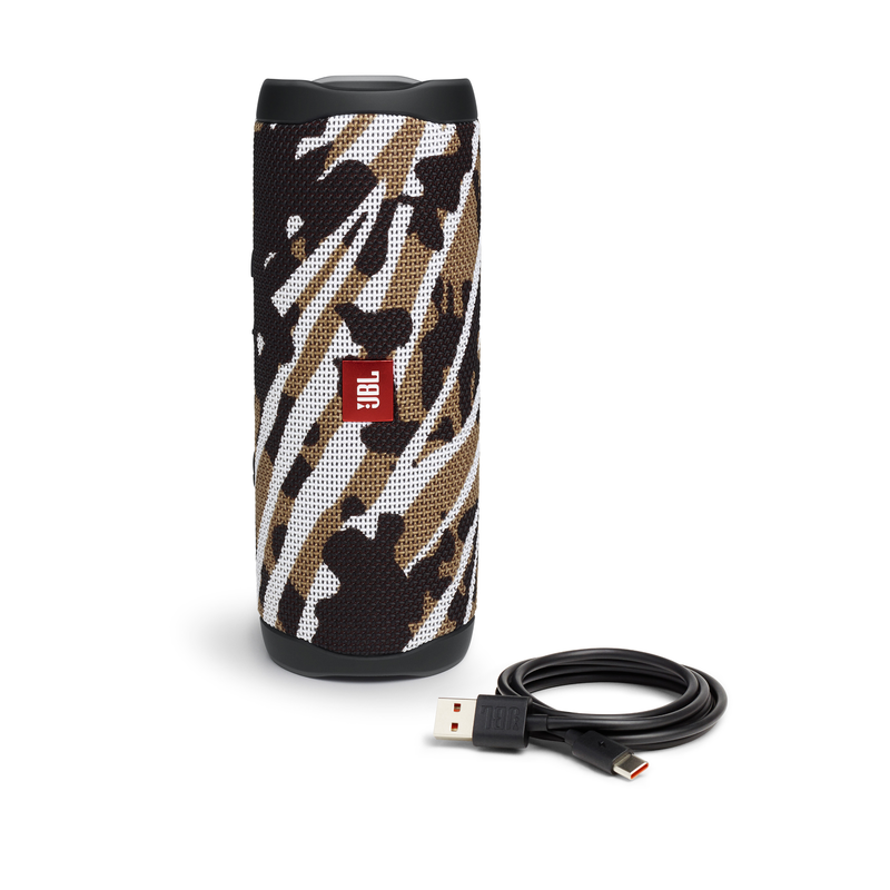 JBL Flip 5 - BlackWhite/Brown Camo - Portable Waterproof Speaker - Detailshot 3 image number null